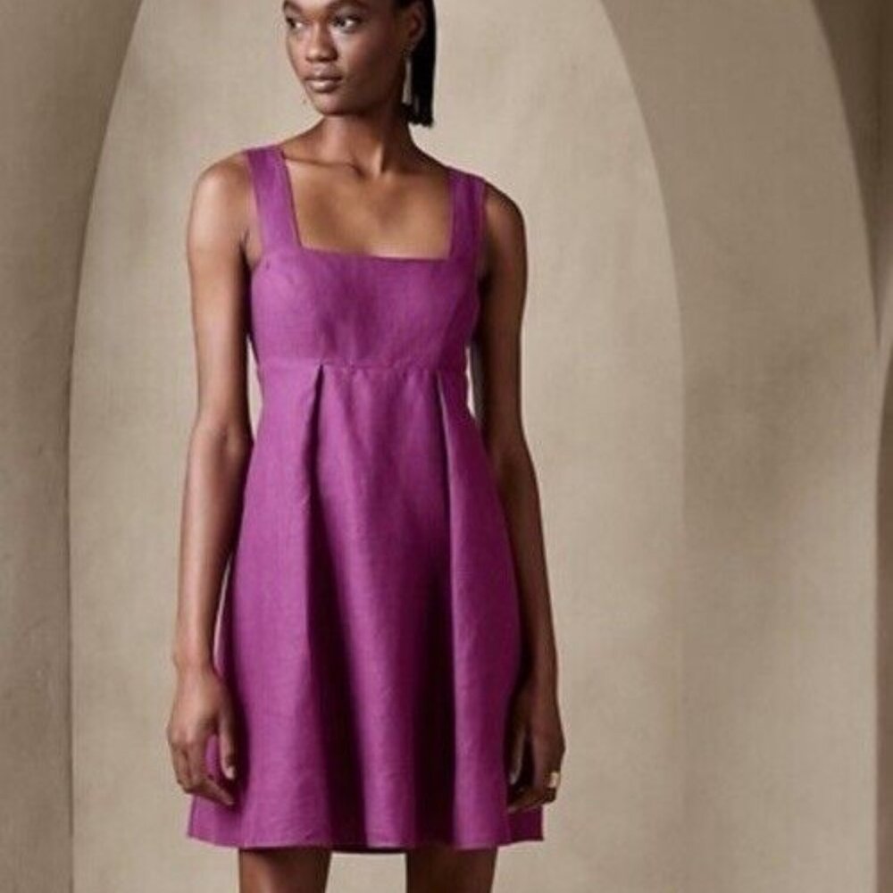Banana Republic Magenta Sleeveless Square-Neck Mini Dress